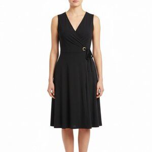 Ivanka Trump Womens Black Wrap Dress Tie Waist Sleeveless Sz XS